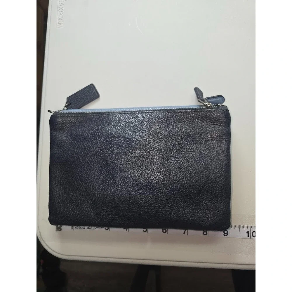 Coach Two Tone Blue Crossbody Bag Navy & Light Blue Leather